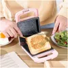 Andra Bakeware Bakeware Tools 600W Dubbelsidig Sandwich Maker Electric Heat Waffle Makers med icke -stickplattor MTI Funktion Grill DH5XC