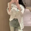 printemps femmes chemise chemisiers de créateurs lettre de mode épissage chemise de luxe revers chemises à manches longues manteau en coton top tailles asiatiques