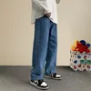 Streetwear Baggy Jeans Mannen Koreaanse Mode Losse Rechte Wijde Pijpen Broek Mannelijke Merk Kleding Zwart Lichtblauw 240305