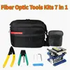 Kits d'outils à fibres optiques 7 en 1, sac à outils optique FTTH avec dénudeur de fibres fc-6s, sac de grande capacité