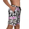 Erkek şort mayo komik goth kafatası çiçek tahtası yaz 3d baskı gül moda plaj erkekler tasarım spor hızlı kuru yüzme gövdeleri