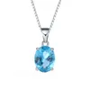 New Jewelry Personalized Sky Blue Topaz Pendant Necklace Women's Collarbone Chain