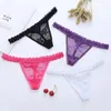 Bragas para mujer, calzoncillos con espalda en T de encaje, ropa interior bordada, calzoncillos de colores sólidos, accesorios sexys