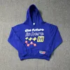 Nieuwe blauwe hoodies trainingspak heren dames katoen 1. Hoge kwaliteit schuim brief print hoody losse sweatshirts sets