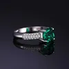 Anneaux de mariage Bijoux Palace Green Simulation Nano Jade Créer Ruby Ring 925 Sterling Silver Gemstone Solitaire Femmes Bague de Fiançailles Q240315