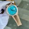 ZP 공장 남성용 시계 여자 시계 36mm Daydate Blue Diamond Watch M128345 로마 디지털 사파이어 다이얼 고품질 시계 디자이너 시계 방수 시계