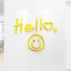 Autocollants lettres «bonjour» en acrylique, décoration de salon, visage souriant, chambre d'enfants, chambre à coucher, décoration murale 3D DIY, décoration de maison