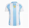 Camisetas Argentina Soccer Jersey Kids Kit 2024 Copa America 3 Stars 2025ナショナルチームカップ24/25ホームアウェイメンフットボールシャツ列車