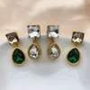 Stud Earrings European And American Fashion Trend Gold-Plated Retro Do Old Shiny Crystal Inlaid Simple Female