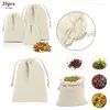 Sacs de rangement 25pcs petit coton cordon réutilisable mousseline tissu cadeau bonbons sac de faveur bijoux pochettes pour mariage bricolage artisanat savons herbes