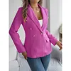 Women's Suits Women Blazer Coat 2024 Notched Neck Full Sleeve Double Breasted Casual Work Spring Summer Blazers