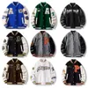 Großhandel leere Lederjacken Applikation Stickerei Herren Baseball Bomberjacke 40