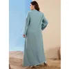 Abbigliamento etnico Partito Caftano Diamante Manica lunga Abaya Donne musulmane Dubai Arabo Colletto alla coreana Abito elegante Abiti Caftano Ramadan 2024