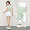 Lu Align Lemon Split T-Shirt Sport WISRUNING Straps Fiess Shirts Yoga Tops für Gym Outfit Frau Atmungsaktive Sportbekleidung Workout Kleidung tragen