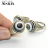 Cluster Rings Natural Black Agate Single Eyes Tibetan Dzi Beads Ancient Silver Color Adjustable Finger Rings For Mens Wild Jewelry Gift L240315