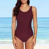 Damen-Bademode, Bauchanzüge, Push-up-Bikini, Badeanzug, Tanktop, Vintage-Stil, sportlich, gerafft, Training, Strandbekleidung