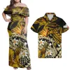 Casual Dresses HYCOOL 2024 Summer Women Sexy Off Shoulder Polynesian Pineapple Female Maxi Elegant Hawaii Flower Floor-Length Dress