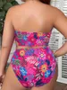 Kvinnors badkläder 2024 Floral Bandeau Bikini Swimsuit Women Plus stor storlek Kvinnlig hög midja Bather Badning Swimming Swim Suit Beachwear