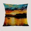 Pillow Classic Sunset Oil Painting S Home Decor Sunrise Sailing Decorative Cover Artistic 45x45cm