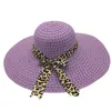 Baskar Floppy Cap UV Protection Beach Hat Leopard Bow Decor Sweet