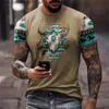 Herr t-shirts denim utskrift mens t-shirt vintage totem skjorta för manlig sommar o nack tröja dagligen billiga korta slve toppar 3d tryck ts y240315