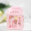 Wedding Favour Boxes Carved Hollow Small Gift Box for Personalised Sweets White Wedding Box with Ribbon Decoration