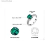 Anneaux de mariage Bijoux Palace Green Simulation Nano Jade Créer Ruby Ring 925 Sterling Silver Gemstone Solitaire Femmes Bague de Fiançailles Q240315