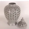 Vases Light Gray Ceramic Vase Decoration Home Countertop Crafts Storage Jar Living Room Simulation Flower Arrangement Accessories