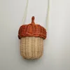 Bag Round Rattan Bucket Tropical Beach Style Woven Shoulder Po Prop Handbag Acorn-shaped Storage Basket Hand-woven