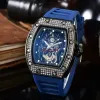 2024 Multi-function Automatic 3-pin Clock Men's Top Luxury AAA Men's Watch Glow-in-the-dark Dragon Print Set With Diamonds