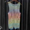 Mannen Vrouwen Sheer Bling Tank Tops Neon Kristallen Strass Glanzende Sexy Sheer Y2K Regenboog Vest Party Club See Mesh Hollow out Tops 240313