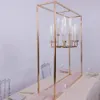 Wedding Backdrop Props Luxury Shiny Gold Rectangle Candlestick for Dining Room Decor Main Table Centerpieces Road Leads