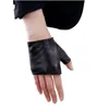 Mode halvfinger kvinnor fårskinn handskar äkta läder kör handskar kvinnor solida svart fingerlösa vantar1260a