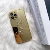 Étui de téléphone miroir de maquillage plaqué de luxe pour iPhone 15 14 Pro Max 13 12 11 Pro XS Max XR X Plus, étui brillant argent or acrylique miroir uni marque YS P Designer Phonecase