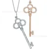 Designer 925 sterling silver crown heart key necklace womens 18K rose gold fur clothing chain iris flower with diamond pendant collarbone