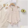 Rompers Summer Bay Boy Boy Girl Muslin Cottoneeveless生まれ幼児ロンパージャンプスーツソリッドカラー衣類230412ドロップデリバリーキッズマテルotzlw