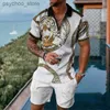 Heren trainingspakken Modieuze zomer heren poloshirt met korte mouwen set sportjas camouflagekleding 2-delige casual set straatkleding Q240314