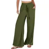 Pantaloni da donna Summer Beach Boho Resort Wear Gamba larga per le donne Pantaloni elastici con coulisse in vita Pantaloni casual larghi Drappo sottile Cool 2024