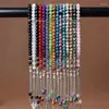 Strand 33 Beads Crystal Agates Metal Tassel Pendant Stone Prayer Islamic Muslim Tasbih Rosary Bracelet Men Women Meditation Jewelry