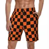 Men's Shorts Men Board Orange And Black Checker Cute Hawaii Swim Trunks Fashion Fast Dry Running Large Size Beach Short Pants