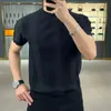 Zomer Veelzijdig Streep Gebreid T-shirt Koreaanse Kleding Mode Effen Korte Mouw Trend Ijs Zijde Business Dieptepunt Tops 240304