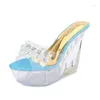 Bead House Shoes String Slippers 961 Platform Dames Hakken Lage Slides Jelly Slippers Groot formaat op een wig Zomer Hoge Glitter Rome P 950