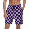 Shorts pour hommes Hommes Board Black Purple Checkers Fashion Beach Trunks Séchage rapide Sports Pantalons courts surdimensionnés
