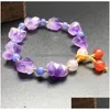 Bracelets de charme Irregar Naturel Violet Cristal Pierre Perles Bijoux Pour Femmes Fille Anniversaire Party Club Accessoires Drop Livraison Dhwub