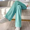 Women's Pants Chinese Style Side Disc Buckle Suit Women Solid Color Straight Wide Leg Long High Waist Full Length Trousers