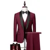 Men Skinny 3 Pieces Set Formal Slim Fit Tuxedo Prom Suit Male Groom Wedding Blazers High Quality Dress Jacket Coat Pants Vest 240301