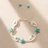Link Bracelets 1PC Shell Ocean Jewelry Braided White & Blue Star Fish Cross Bracelet SummervFashion For Women Gifts 6cm Dia.