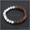 Perlé 8Mm pierre naturelle brins faits à la main en bois bracelets à breloques pour hommes femmes élastique Yoga mode bijoux livraison directe Dheno