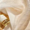 Cortinas francesas douradas cintilantes com fios dourados, cortinas de gaze translúcidas para sala de estar, textura branca brilhante, tule transparente para quarto