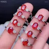 Cluster Rings Myanmar 925 Silve Natural Ruby Gemstone Fashion Ring For Women Fine Jewelry 5x7mm